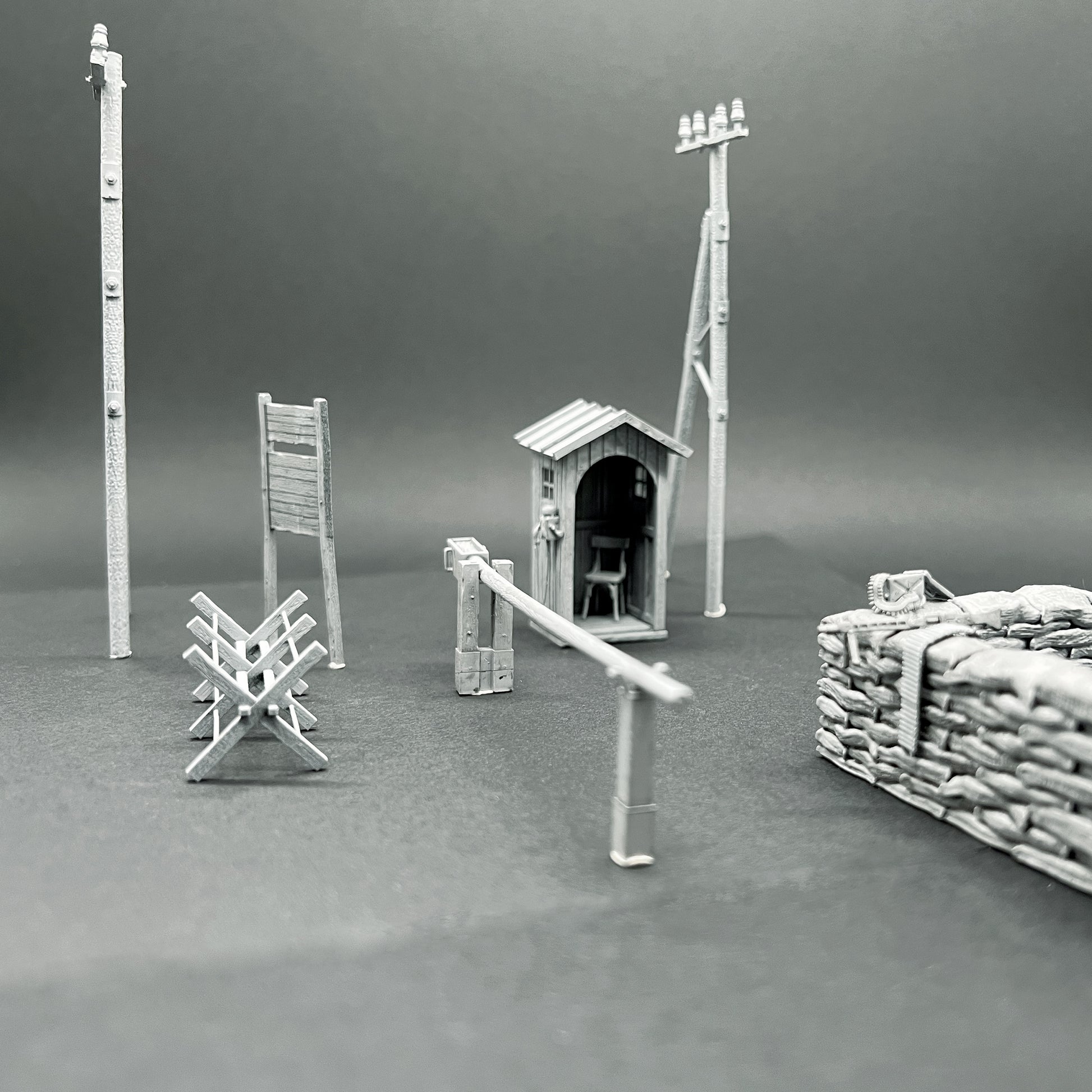 Accessoire diorama "Check Point" 1/72 Maquette 25 mm War Models Kit