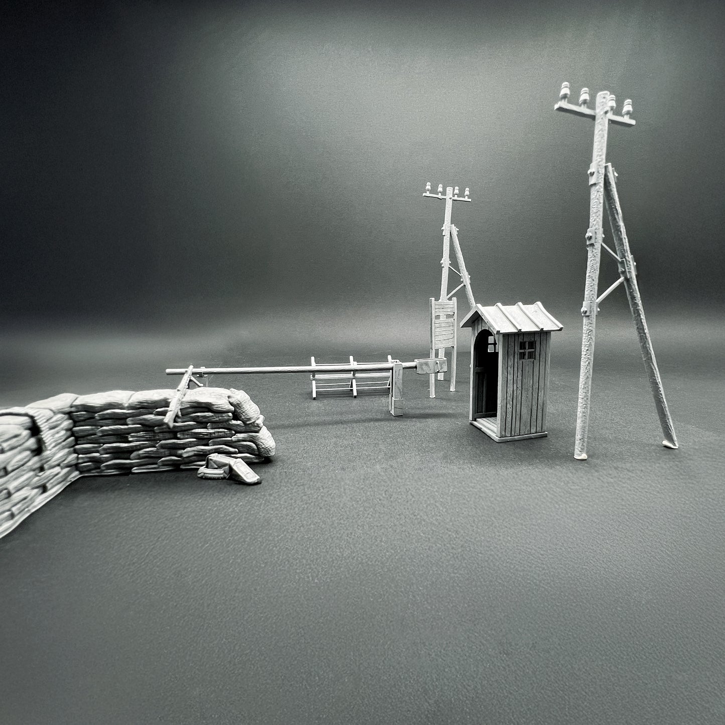 Accessoire diorama "Check Point" 1/72 Maquette 25 mm War Models Kit